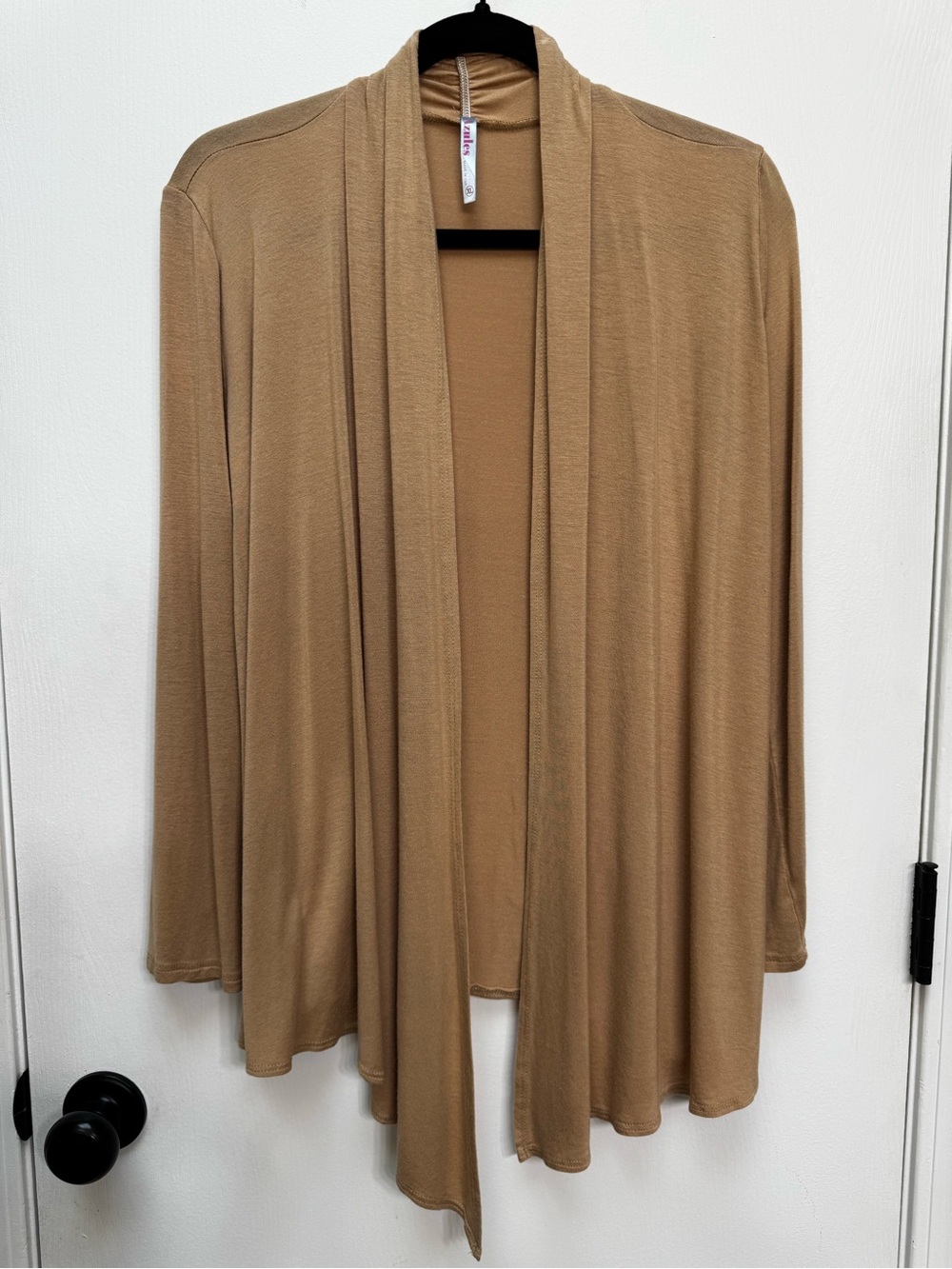 Azules Camel Open-Front Draped Cardigan